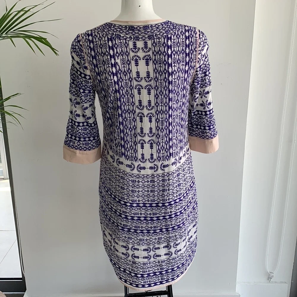 LOVE SAM WHITE W/ROYAL BLUE EMBROIDERY DRESS  SZ S - Picture 12 of 13